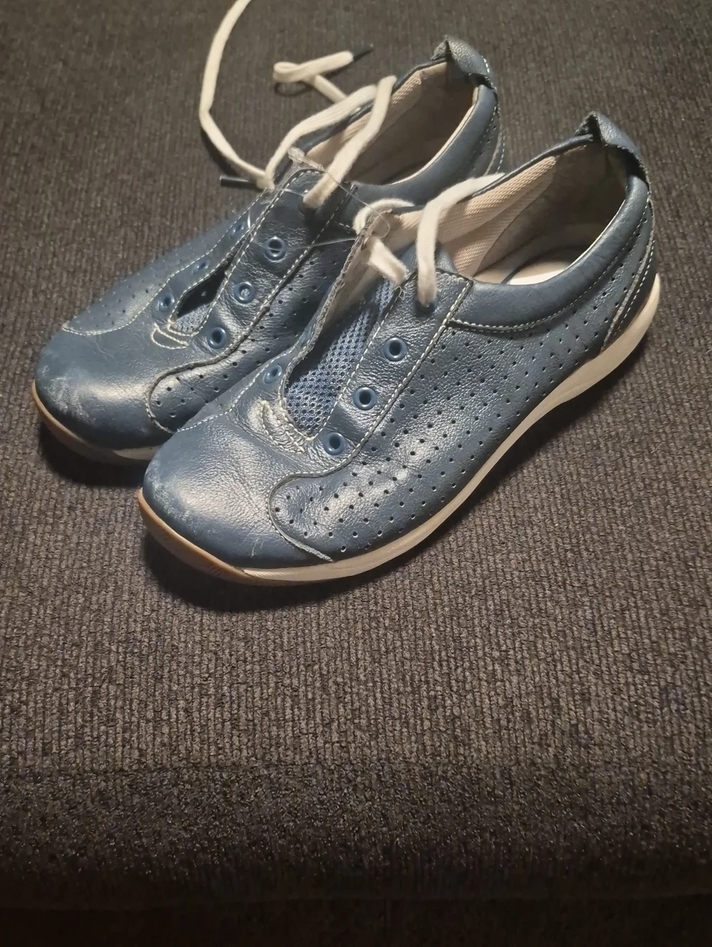 Dansko Perforated Leather Lace-Up Sneakers - Blue